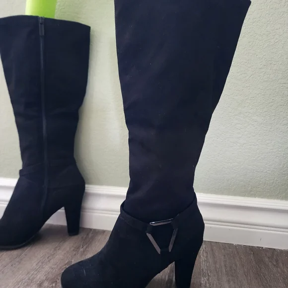 IMPO Suade OZZIE - Black Wide Calf-High Zip-up Women's Boots - Size: 8 - Picture 5 of 8